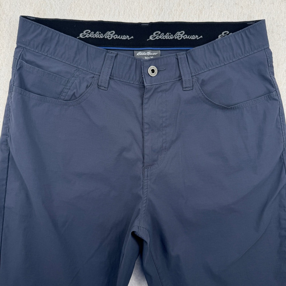 Eddie Bauer Mens Nylon Hiking Chino Pants 34x30 Navy Blue Stretch Outdoors